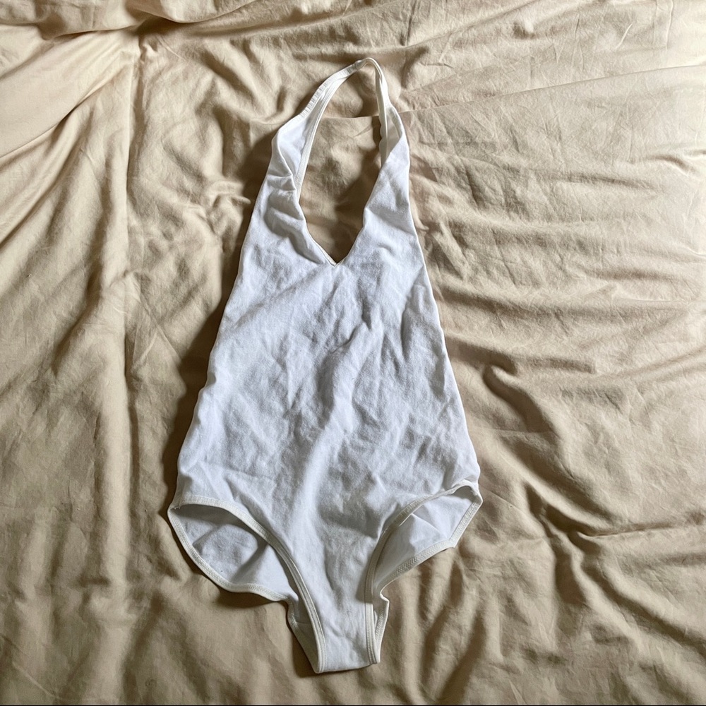 Pre-Gildan OG American Apparel White Halter Bodysuit